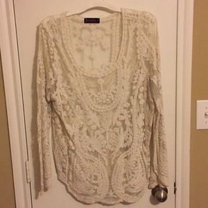 Annabelle cream crochet/lace top